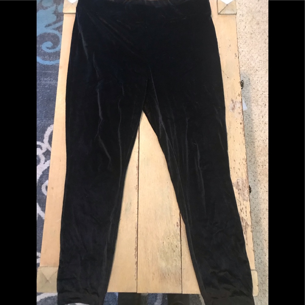 XL black crushed velvet leggings -LOFT